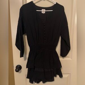 Aerie Black Button-Front Dress